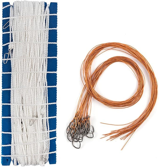 Dr.Fish 100/295ft Trotline Fishing Set up 20/60 Hooks Twine Pre-Rigged Snaps Leader for Traditional Dropline Catfishing Gear Kit Catfish Rig Catfishing Tackle