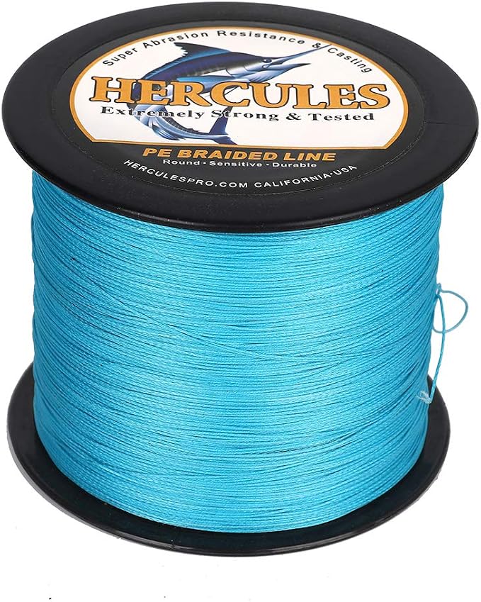 HERCULES Cost-Effective Super Cast 8 Strands Braided Fishing Line 10LB to 300LB Test for Salt-Water,109/328/547/1094 Yards(100M/300M/500M/1000M),Diam.#0.12MM-1.2MM,Hi-Grade Performance,Variety Colors