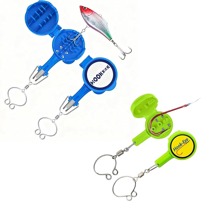 HOOK-EZE Fishing Knot Tying Tool,Treble Hook Covers Keeps Lures Safe, Hook Sharpener, Lure Wraps for Fishing Rod, Fishing Line Cutter Accessories Gifts for Anglers Fishermen