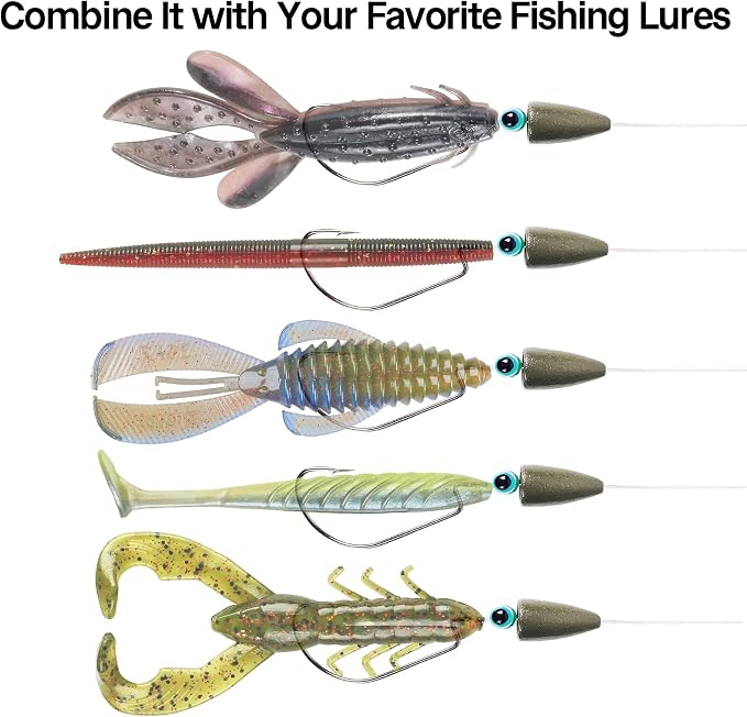 Eupheng Texas Rigs for Bass Fishing, Pre-Rigged Leader Line with Weights Hooks Barrel Swivel Kit Fishing Ready Texas Rig for Bass Perch 5PCS