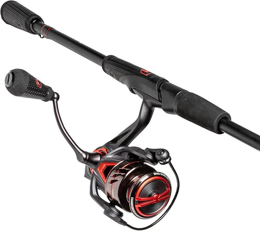 Lew's MACH Jacked Spinning Reel and Fishing Rod Combo, HM50 Graphite Rod, Tanso Tech Frame, Black/Red