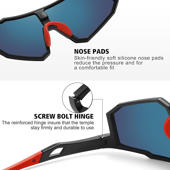 STORYCOAST Polarized Sports Sunglasses for Men Women,Driving Fishing Cycling Mountain Bike Sunglasses UV400 Protection