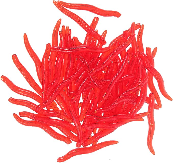 GALPADA 500pcs Soft Fishing Lures Worms, Lifelike Silicone Earth Worm Baits for Freshwater and Saltwater Bass Trout Fishing