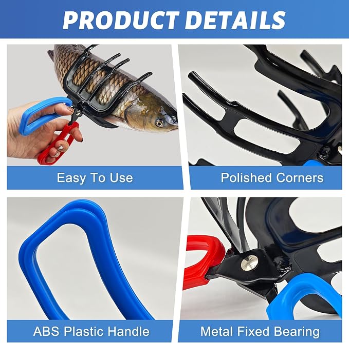 3 Claw Fish Gripper, 2026 Upgraded Metal Fishing Pliers Gripper, Multifuctional Fish Grippers for Fishing, Fish Grabber Tool for Most Freshwater Fish and Crab