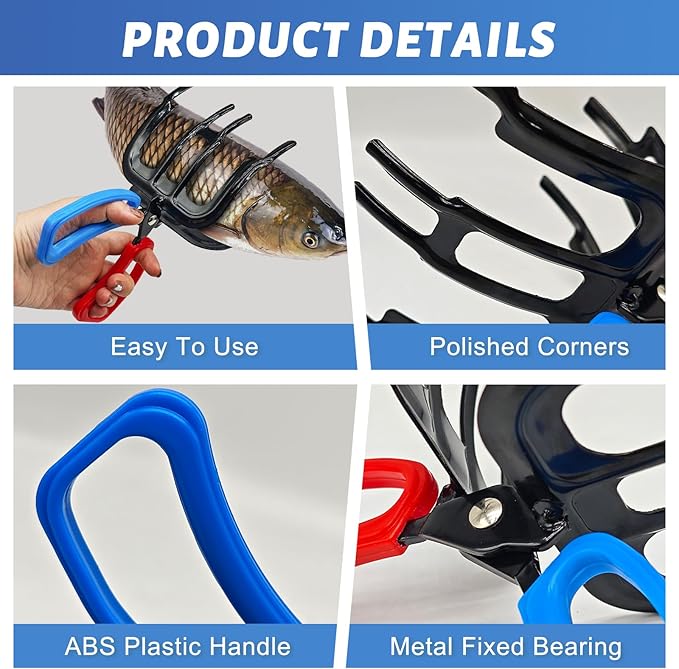 3 Claw Fish Gripper, 2026 Upgraded Metal Fishing Pliers Gripper, Multifuctional Fish Grippers for Fishing, Fish Grabber Tool for Most Freshwater Fish and Crab