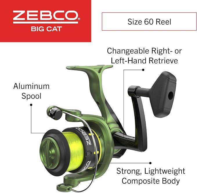 Zebco Big Cat Spinning Reel and Fishing Rod Combo