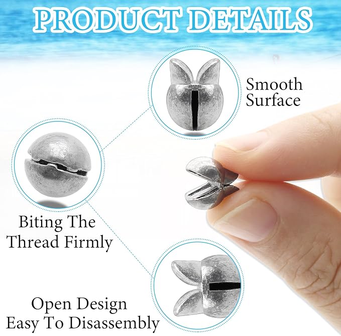 Fishing Weights Sinkers, 250/120pcs Lead Split Shot Fishing Sinkers Open Mouth Design Weights Clip Freshwater Saltwater Fishing Accessories
