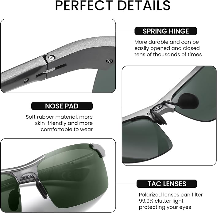 DUCO Polarized Sunglasses Mens Ultralight Carbon Fiber Sun Glasses for Men Driving Sports Fishing UV400 Protection DC8277