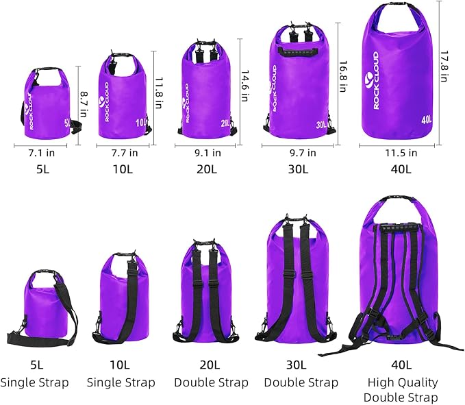 ROCK CLOUD Dry Bag Waterproof 5L Dry Sack for Kayaking Rafting Boating Beach Surfing Swimming Canoe Camping Hiking Fishing Ski