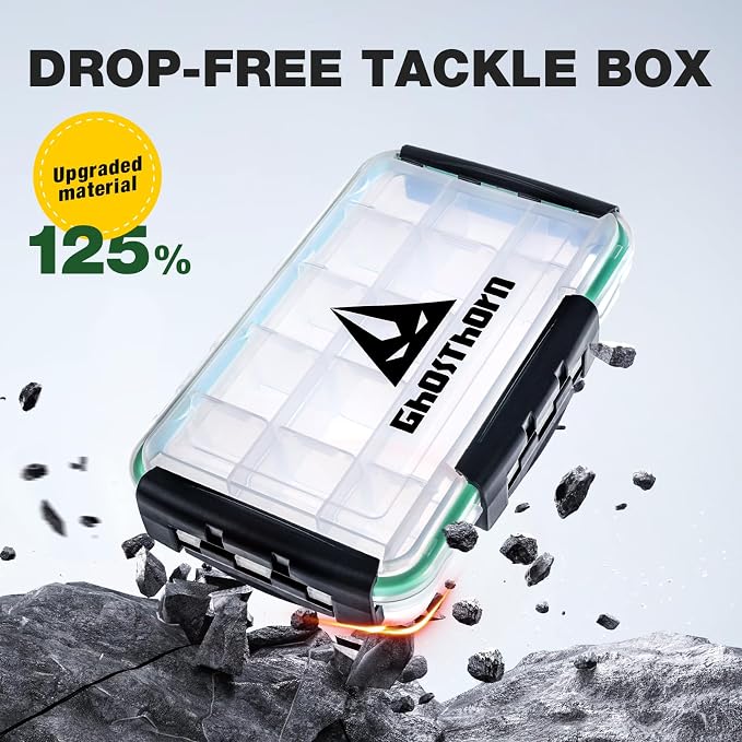 Ghosthorn Fishing Tackle Box, Waterproof 3600 and 3700 Tackle Trays, Plastic Tackle Box Organizer with Removable Dividers Storage Lure Box for Lures 1 Pack (3600 * 1)