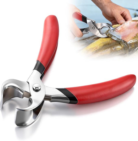 Catfish Skinning Pliers, Heavy Duty Steel Fish Skinner, Professional Fish Plier with Ergonomic Grips, Durable Multi Purpose Catfish Skinners, Fishing Pliers(Red,1 Pack)
