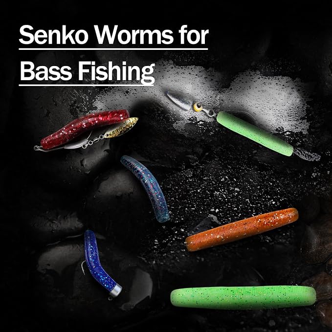 Soft Plastic Worms for Bass Fishing - Salted Soft Plastic Fishing Lures with Hook Slot 2.6in Saltwater Freshwater Bass Baits FS/RE-11
