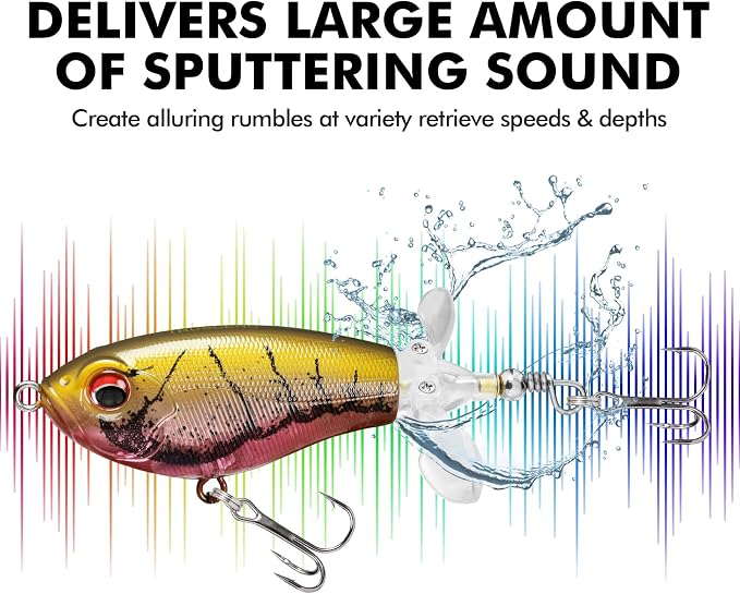 TRUSCEND Popobait Easy Catch Fishing Lures with BKK Hooks, Instant Startup, Longer Cast, Balanced Spray/Sound/Swim, Plopper Topwater Lures for Bass, Trout, Pike, Walleye, Freshwater Saltwater Fishing