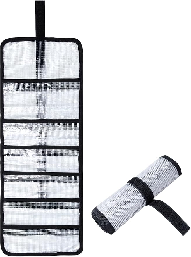 25"x9" Fishing Lure Wraps with 6 Pockets, Foldable Saltwater Trolling Lure Storage Bag, Clear PVC Protective Hook Covers Organizer for Swimbaits, Jigs and Offshore Fishing Gear (1 Pcs)
