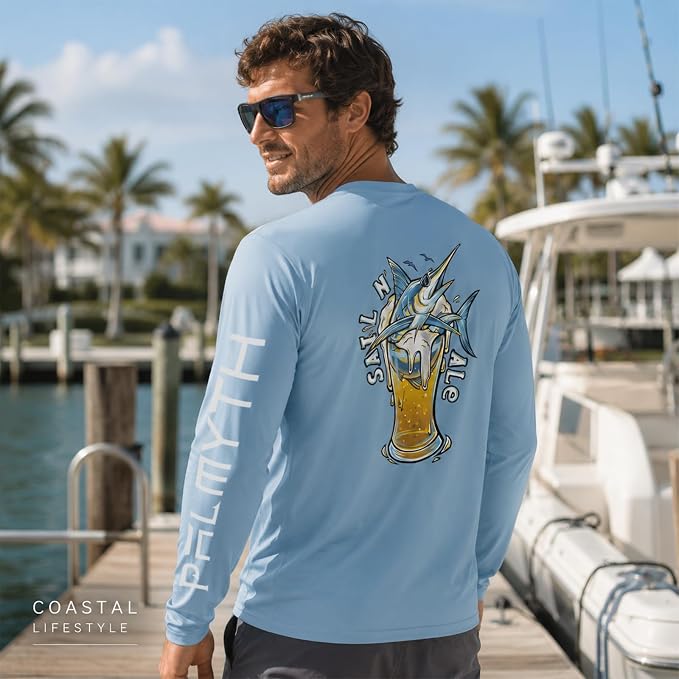 Palmyth Fishing Shirts for Men Long Sleeve UPF 50+ T Shirt Sun Protection Tee