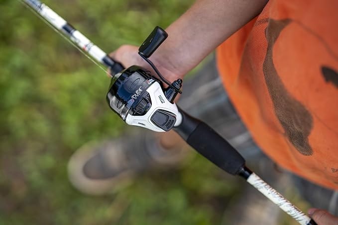Abu Garcia 5’6" Ike Dude Youth Fishing Rod and Reel Spincast Combo, 2-Piece Rod, Size 6 Reel, Right Handle Position,White