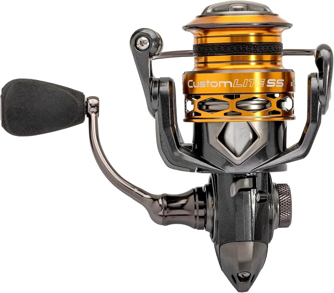Lew’s Custom Lite 200 SS Spinning Fishing Reel, Size 200 Reel, 10+1 Bearings, 6.2:1 Gear Ratio, Tanso Tech Frame, Shallow Spool, Aluminum Speed Gears, Hybrid Carbon Drag, Reversible Retrieve, Gray