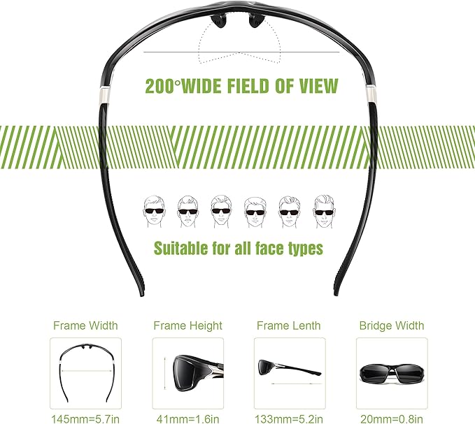 3 Pack Polarized Sports Sunglasses for Men, Mens Sunglasses Wrap Around UV Protection for Cycling Fishing Driving