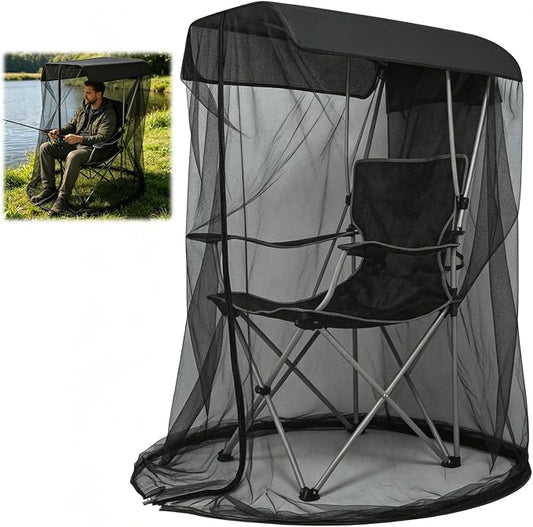 63"H Mosquito Net Cover for Canopy Chair, Bug Barrier Mosquitos Mesh Tent Black Chair Mosquito Netting with Zipper Opening 35"X32" Waterproof Roof for Fishing Camping Chair Outdoor, Chair Not Included