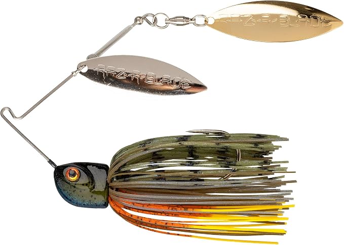 Strike King (TGBDWEL34-234) Tour Grade Bottom Dweller Spinnerbait Fishing Lure, 3/4-Ounce, Size 5/0 Hook, Tandem Raz-R Blade High RPM Blades, Hand-Tied Skirt, Bluegill