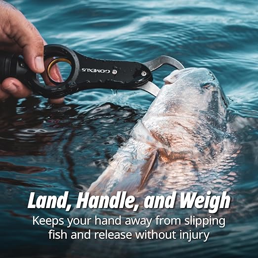 Gomexus Fish Lip Gripper with Scale,Max 40lbs Scale,for Safe Handling Fish,Easy Hook Removal-Ideal Fishing Gifts for Men