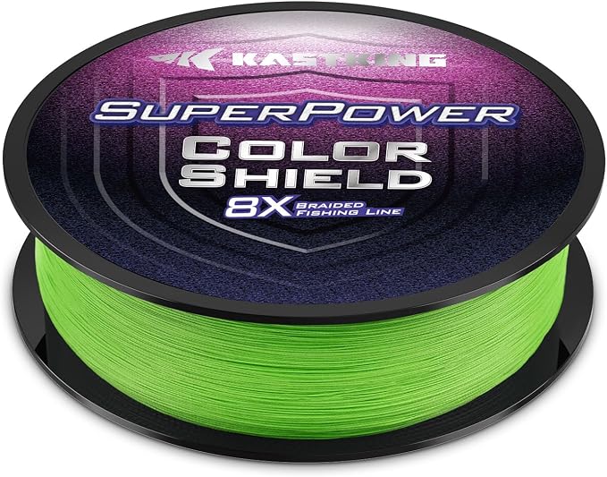 KastKing Superpower ColorShield Braided Fishing Line - Colorfast Braided Line, 100% Solution Dyed UHMWPE Fiber, Smooth & Strong Superline, Near Zero Stretch, Sensitive, High Abrasion Resistance