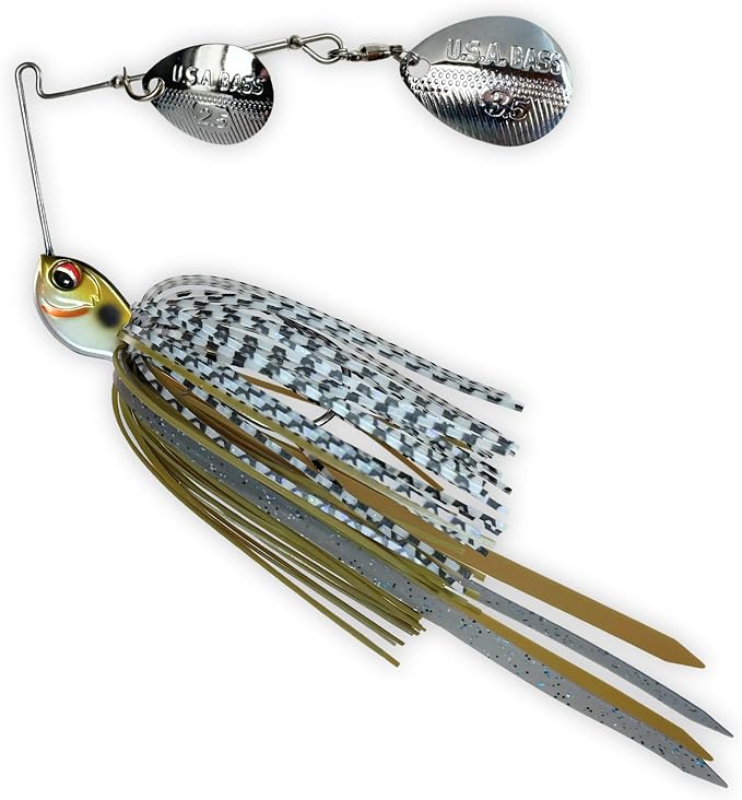 USA BASS Tackle Apache Attack Spinnerbait Type II Largemouth Smallmouth Spotted Bass Premium Fishing Bait Handtied Skirt Custom Blades Heavy Duty Hook New for 2025