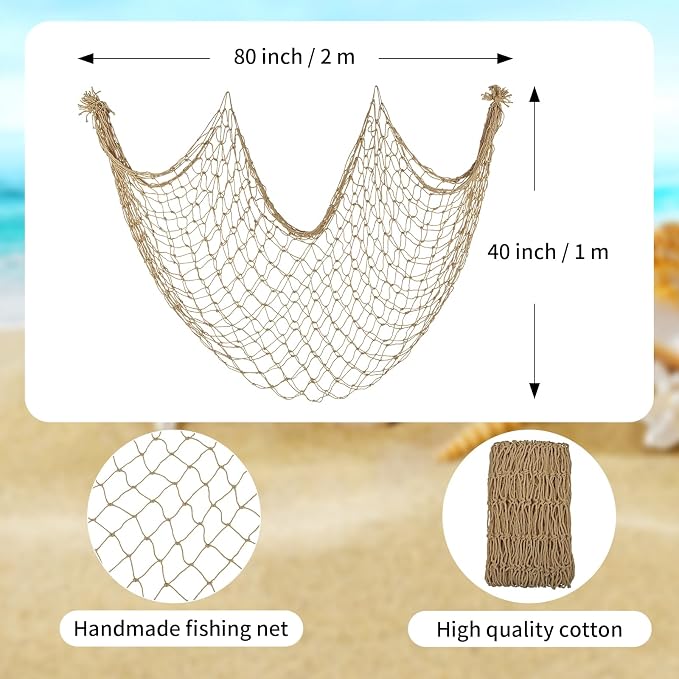 2 Pack Fish Net Decorations for Party