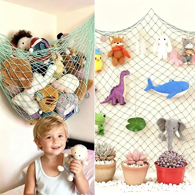 2 Pack Decorative Fishing Net, Large 5x10 ft Green Decor Fishnet for Hanging Stuffed Animals & Party Decorations, Nautical Netting for Birthday, Baby Shower, Pirate, Mermaid, Hawaii, Ocean Theme Party