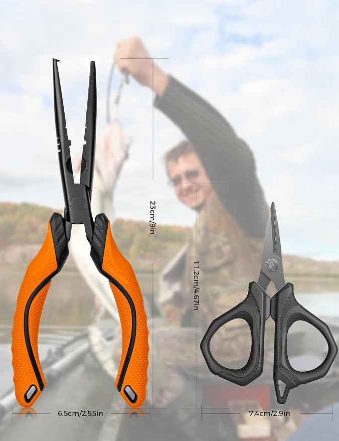Fishing Tools Kit, Fishing Pliers,Fishing Scissors, Fishing Line Cutter for Braided Fishing Line,Fishing Gear with Lanyard
