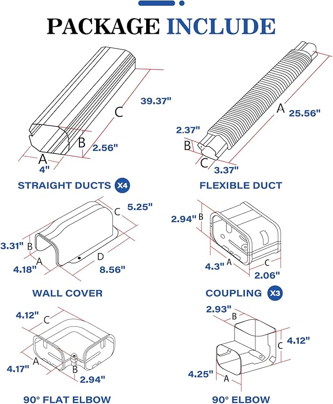 LyPrem 16.5Ft Mini Split Line Set Cover 4" PVC Line Cover Kit for Mini Split and Central Air Conditioner & Heat Pump