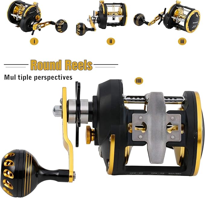 Burning Shark Towing Spool Sole Level Wind Reels, Pull Reels Boat Fishing Fishing Ocean for Sea Bass Salmon (STC30)