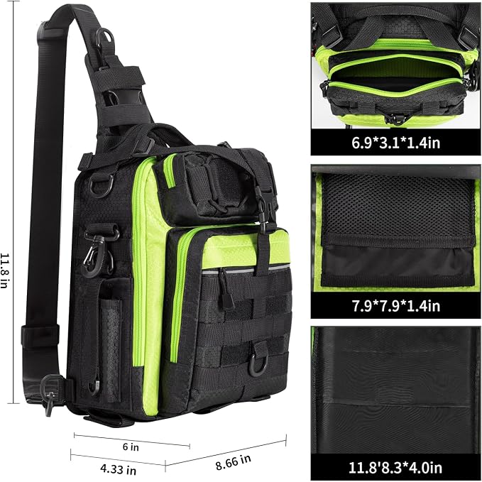 BLISSWILL Outdoor Tackle Bag - Large Water-Resistant Fishing Backpack