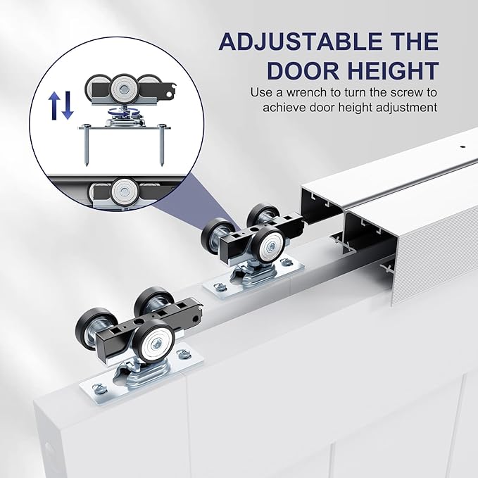 5FT Bypass Door Hardware, Closet Door Track Kit, Top-Mounted Style, Made of Heavy Duty Aluminum, Smoothly and Quietly, for 2 Doors System - Fit Min Door Panel Width of 30.5in, Silver