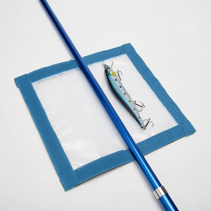 Fishing Lure Wrap for Rod, Tangle-Free Safety Hooks Cover, Secure Protectors Holder Storage for Various Bait (Blue - 4PK)