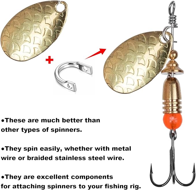 120 Pcs Fishing Clevis Spinner Blade for Lure Making Spinnerbait Parts Accessory Spinner Clevis Easy Spin Fishing Spinners Clevises U-Shaped Brass Links Freshwater Saltwater