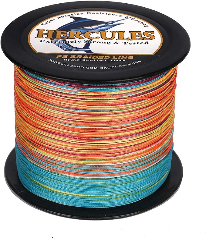 HERCULES Cost-Effective Super Strong 4 Strands Braided Fishing Line 6LB to 100LB Test for Salt-Water, 109/328 / 547/1094 Yards (100M / 300M / 500M / 1000M), Diam# 0.08MM - 0.55MM, Hi-Grade