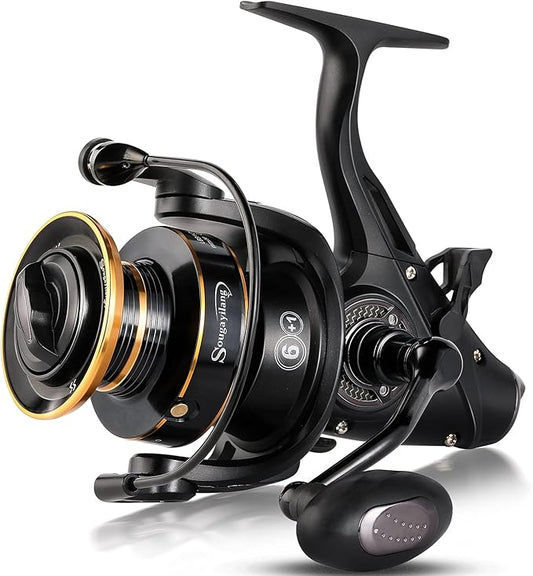 Sougayilang Bait Feeder Spinning Reels,33Lbs Drag Carp Fishing Reel Front and Rear Drag System, Freshwater Fishing Reel for Live Liner Bait Fishing for Catfish Fishing