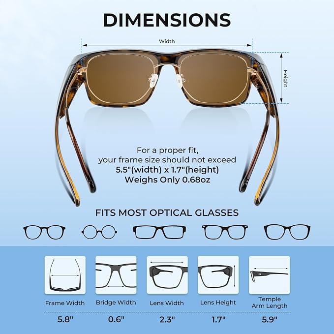 KastKing Molino Fit-Over Polarized Sunglasses,UV400 Protection Ultralight Wraparound Fishing Sports Sunglasses, TAC Lenses
