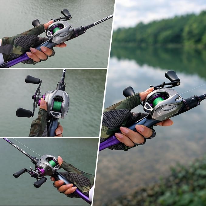 Sougayilang F1 Baitcasting Reel, 7.6:1 Gear Ratio, 18lbs Max Drag, 5+1 Stainless Steel Bearings, 5rd Gen Drag Alarm System, Magnetic Brake, Lightweight Low Profile Casting Reel for Freshwater Fishing