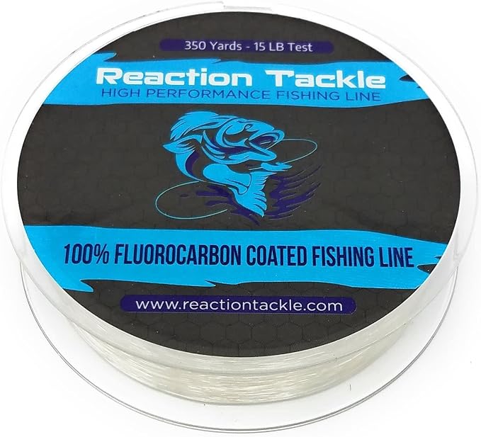 Reaction Tackle Fluorocarbon Coated Fishing Line, 350yds - Superior Strength, Low Visibility, Abrasion Resistant - Ideal for Freshwater or Saltwater Fishing, Monofilament Upgrade