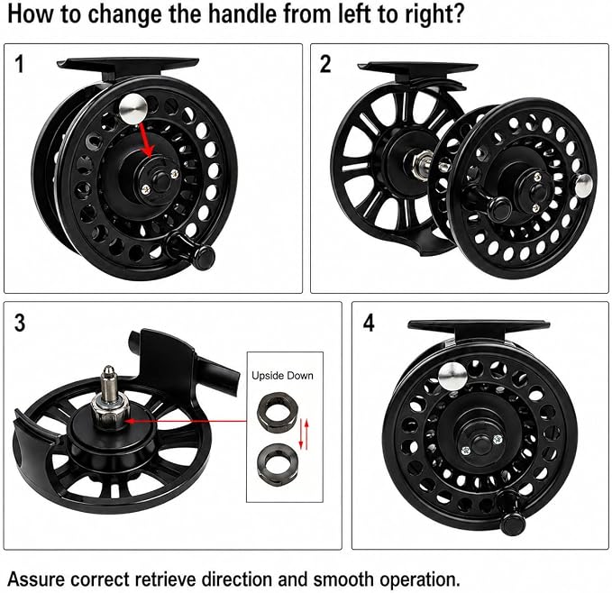 Aventik HVCE Graphite Fly Reel Center Drag System Classic III Graphite Large Arbor Sizes 3/4, 5/6, 7/8 Fly Fishing Reels