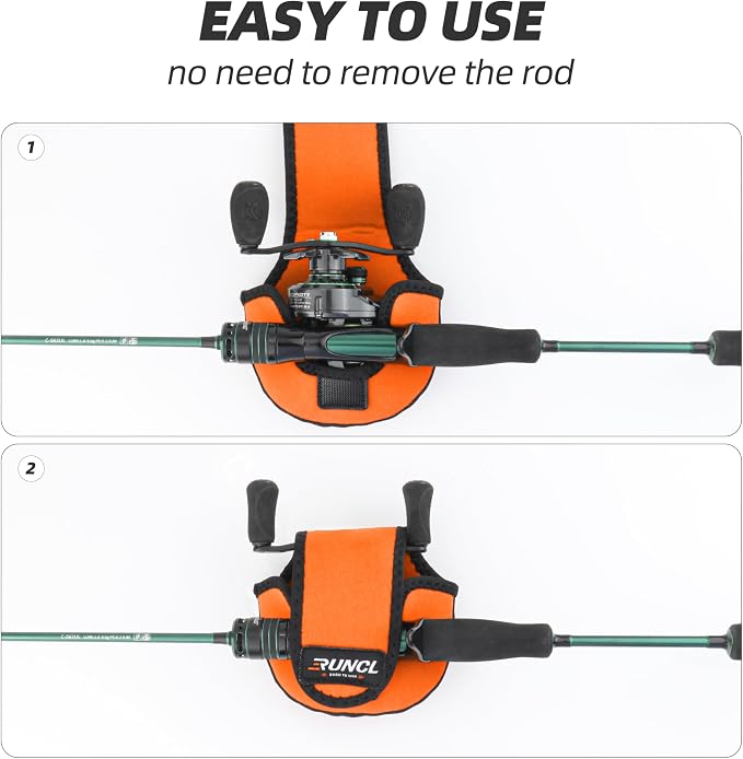 RUNCL Baitcasting Reel Bag – Protective Storage Pouch for Baitcasting Reels & Spinning Reels, Lightweight & Durable, Ideal for Freshwater & Saltwater Fishing Trips (orange& Black)