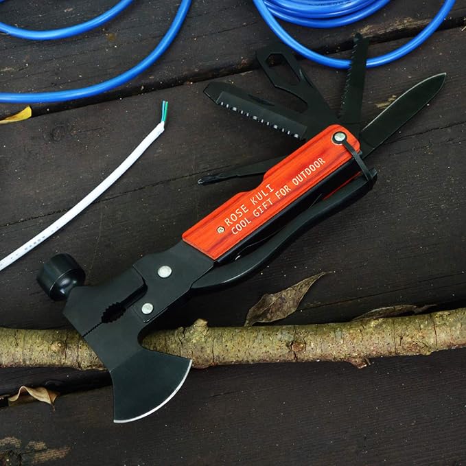 Camping Multitool Axe Hammer, 18 in 1 Multitool Hatchet Multitool Camping Tools Accessories Saw Screwdrivers Pliers for Outdoor, Hiking, Birthday Gifts for Men