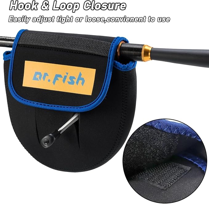 Dr.Fish Spinning Fishing Reel Cover, Fits 1000-6000+, Neoprene Protective Bag with Handle Slot, Spinning Reel Storage Case Pouch Accessories 4000-6000 2 Pack