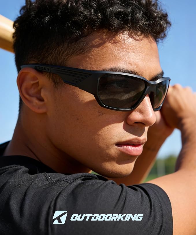 Men's Polarized Fishing Sunglasses, UV400 Wrap Around Sports Sunglasses, Floatable Anti-Glare Eyewear for Runing