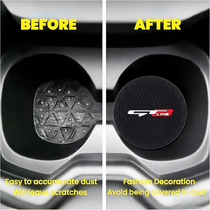 2 Pack GT line Car Cup Holder, Non-Slip Cup Coasters for Fashion car Interior Accessories,Decorative Car Cup Mat, Diameter 2.75 Inch