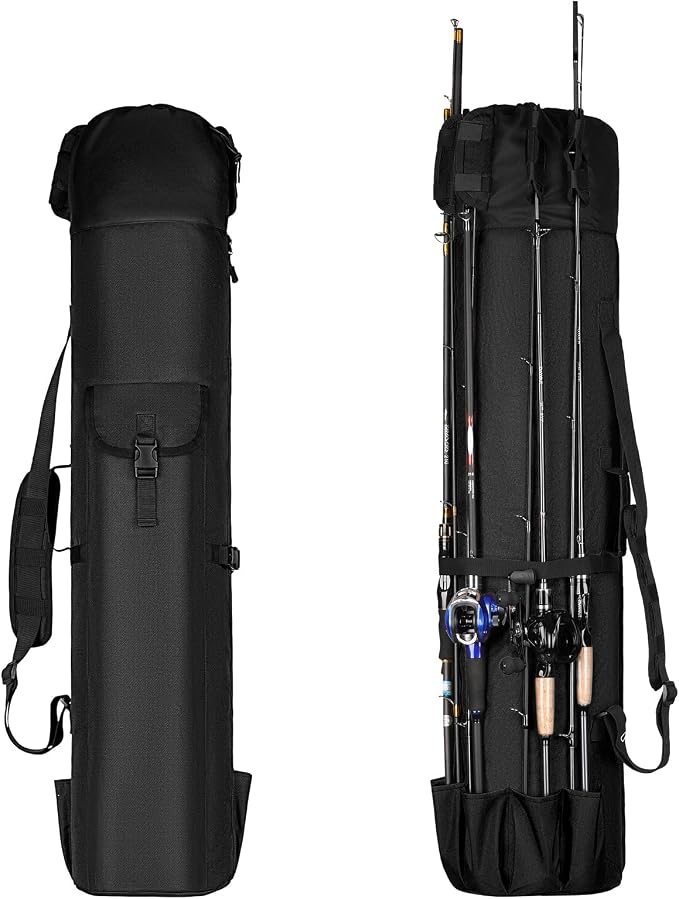 Fishing Rod Bag Fishing Rod Case, Durable Folding 900D Oxford Fabric Portable Large Capacity Waterproof, Fishing Gifts for Men Boys