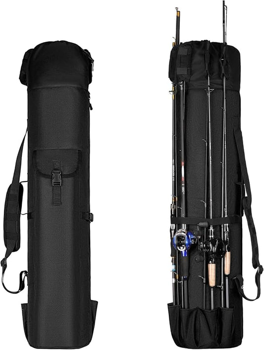 Fishing Rod Bag Fishing Rod Case, Durable Folding 900D Oxford Fabric Portable Large Capacity Waterproof, Fishing Gifts for Men Boys