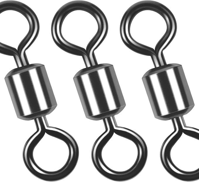 Barrel Swivels Fishing Tackle, 20/80pcs Heavy Duty Fishing Swivel Connector Stainless Steel Black Nickel Rolling Swivels Saltwater Freshwater 30-1322lb